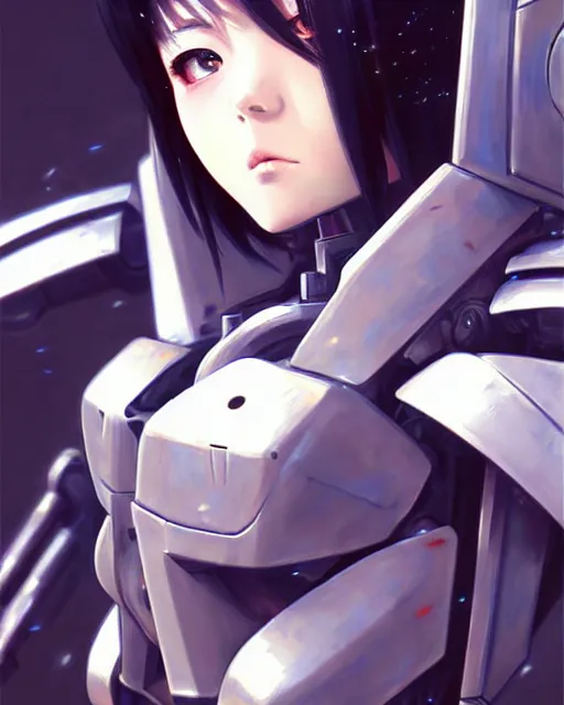 Image similar to portrait Anime Girl in mecha armor in night tokyo Sharp fine face pretty face, realistic shaded Perfect face, fine details. Anime. cyberpunk realistic shaded lighting by katsuhiro otomo ghost-in-the-shell, magali villeneuve, artgerm, rutkowski Jeremy Lipkin and Giuseppe Dangelico Pino and Michael Garmash and Rob Rey