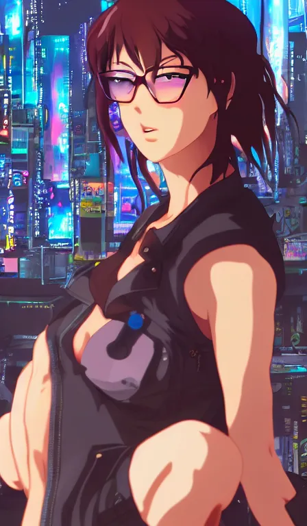 Prompt: anime fine details portrait of Revy in front of cyberpunk moder city landscape on the background deep bokeh, close-up view, anime masterpiece by Studio Ghibli. 8k, sharp high quality anime, artstation