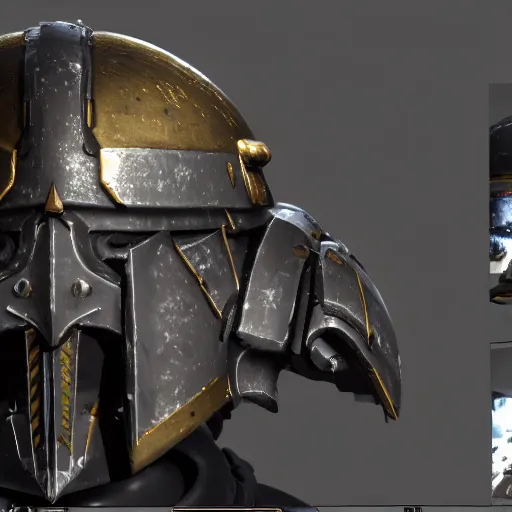 Image similar to grimdark imperial space marine helmet, unreal engine, 8 k, ultra realistic, ultra detail