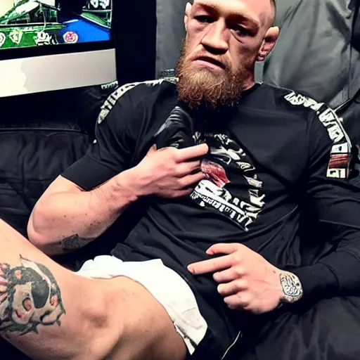 Prompt: Conor McGregor playing Call of Duty with his boys at 3 am, gaming all night