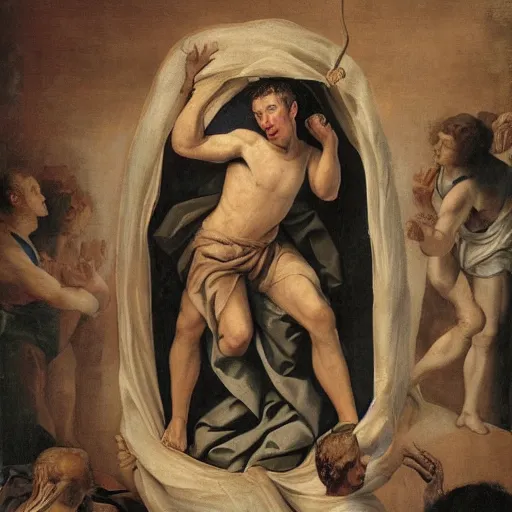 Image similar to Mark Zuckerberg emerging from a cocoon, renaissance style