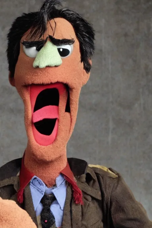 Image similar to Bruce Campbell starring in Evil Dead 2 Muppets movie