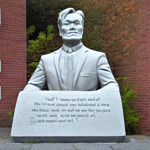 Image similar to giant conan o'brien monument, stone