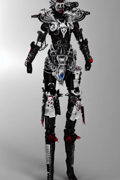 Image similar to white cyborg fashion shot, maasai punk warriors, fractal decorations, unreal engine, trending on artstation,