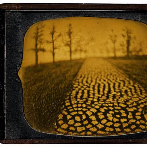 Image similar to tintype photo of the yellow brick road