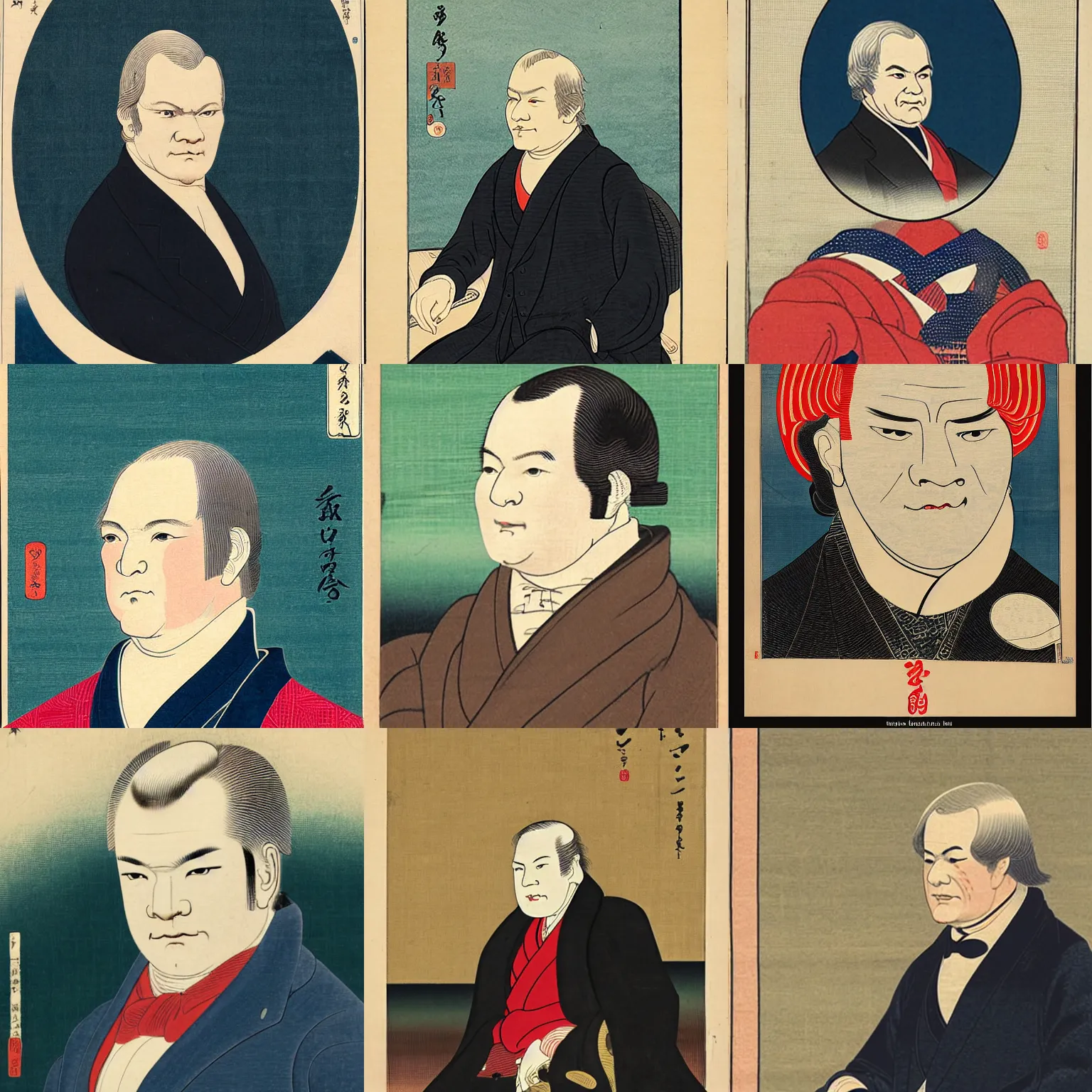 Prompt: ukiyo-e portrait of united states president andrew johnson