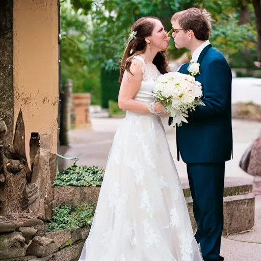 Prompt: wedding of groom and a fox