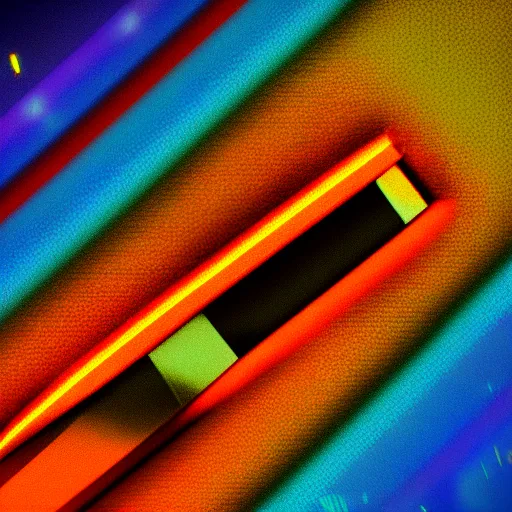 Image similar to A synthwave cigar inspired by Tron, Trending on Artstation, Digital screenshot,. Faded film grain, 1980s Computer Graphics,