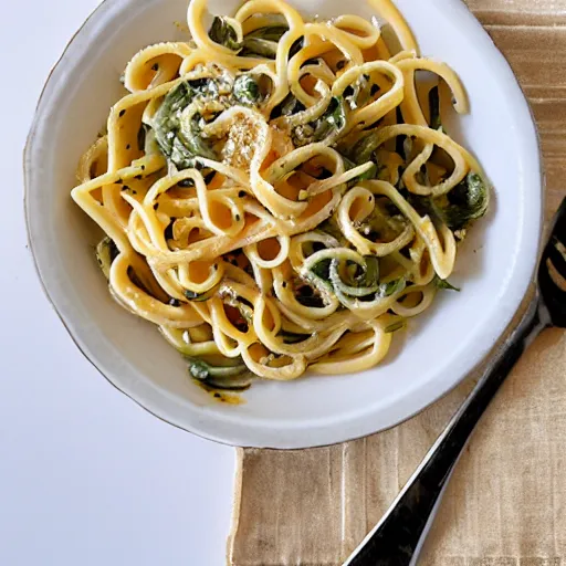 Prompt: photorealistic pasta topped with jalepenos and thyme