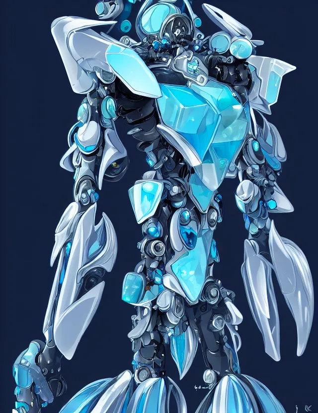 Image similar to a detailed manga portrait of an aquamarine and topaz crystalline mech with ruby crystal armour plating, trending on artstation, digital art, 4 k resolution, detailed, high quality, sharp focus, hq artwork, coherent, insane detail, character portrait