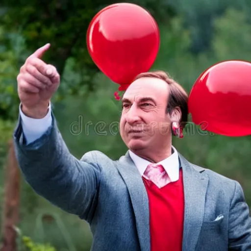 Image similar to saul goodman throwing dart at red ballon, stock photo