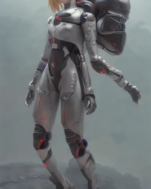 Image similar to Hyper realistic painting of a beautiful girl in an EVA plugsuit, hyper detailed, anime, by greg rutkowski, trending on artstation