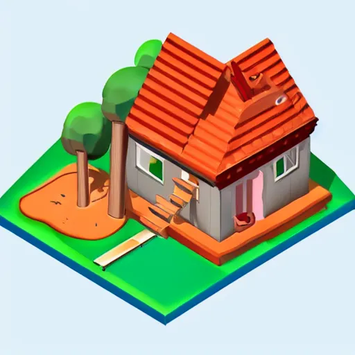 Prompt: cute isometric house