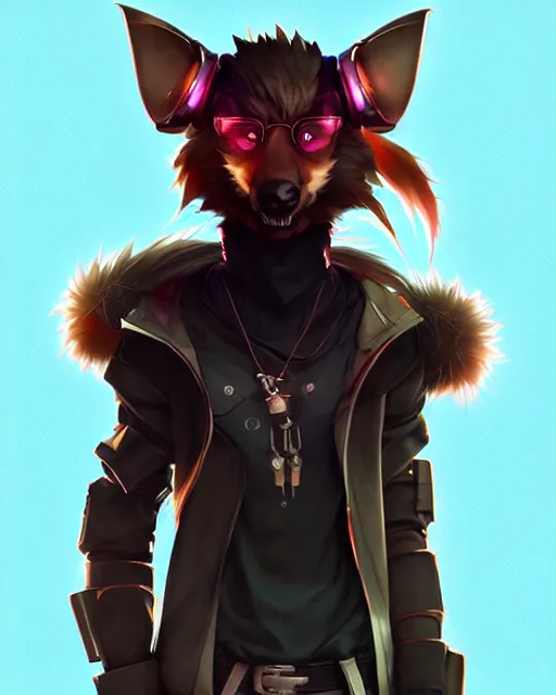 Prompt: character concept art of a cute male anthropomorphic furry cyberpunk | | cute - fine - face, pretty face, key visual, realistic shaded perfect face, fine details by stanley artgerm lau, wlop, rossdraws, james jean, andrei riabovitchev, marc simonetti, and sakimichan, trending on artstation