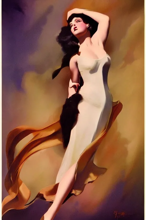 Image similar to matte painting of sophie turner by rolf armstrong