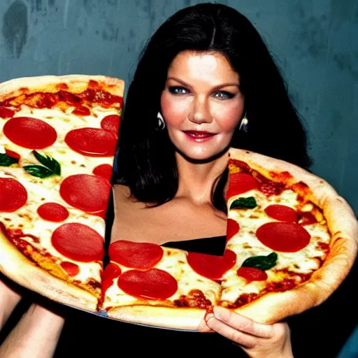 Image similar to a slice of pizza as catherine zeta jones