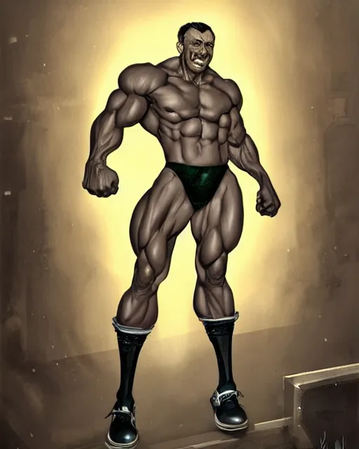 Prompt: luigi bodybuilder in a expensive suit, ernest khalimov body by krista sudmalis, fantasy character portrait, ultra realistic, futuristic background by laurie greasley, concept art, intricate details, highly detailed by greg rutkowski, ilya kuvshinov, gaston bussiere, craig mullins, simon bisley
