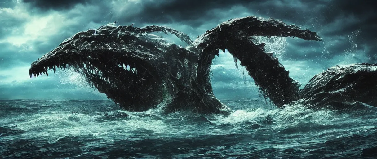 Prompt: ocean monster dramatic cinematic extremely high detail foto realistic cinematic lighting post processed