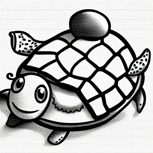 Image similar to storybook illustration of a hamburger turtle, storybook illustration, monochromatic