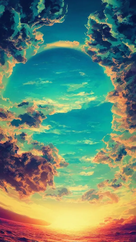Image similar to beach horizon view of the ocean on an alien planet, vaporwave ocean, planet in space over the horizon, trending on artstation, digital art by beeple