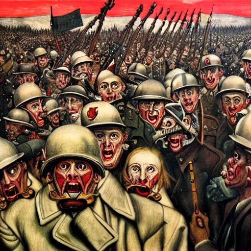 Prompt: january 6 insurrection by otto dix, hyperrealistic, aesthetic, masterpiece