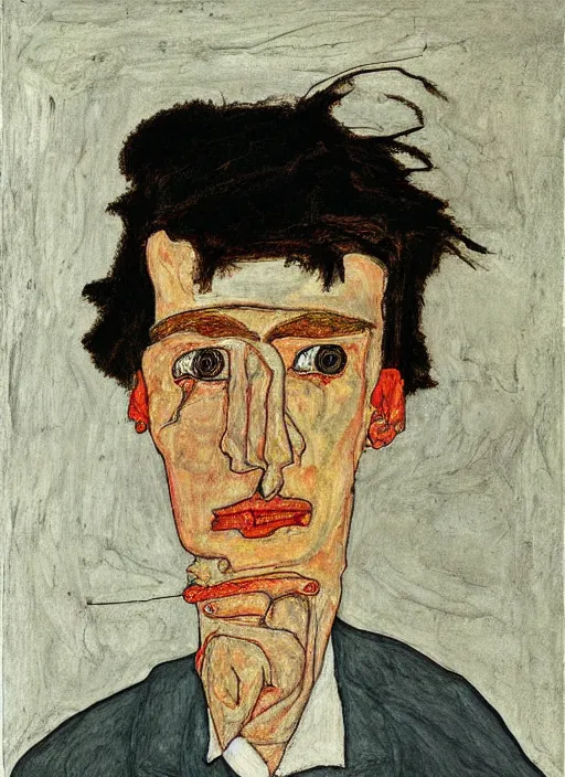 Image similar to portrait of trump by egon schiele