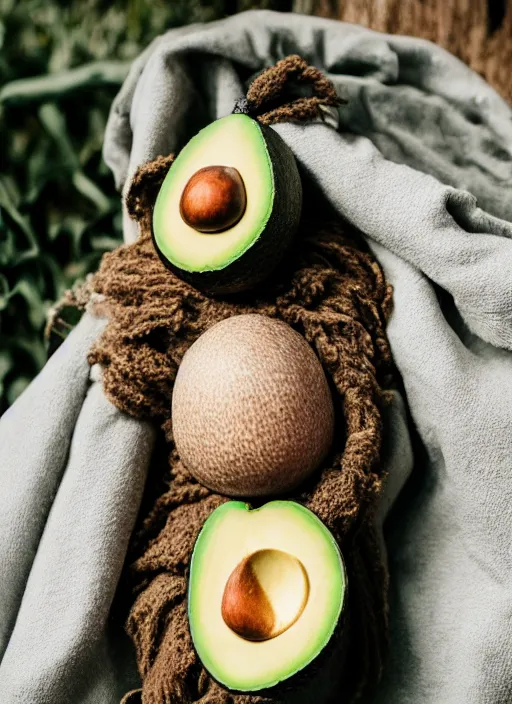 Image similar to dslr photo portrait still of an avocado as a muppet!!!! 8 5 mm f 1. 8