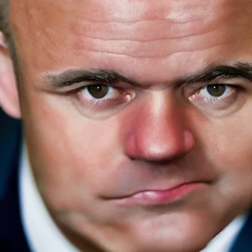 Image similar to Fredrik Reinfeldt as a muppet, photorealistic