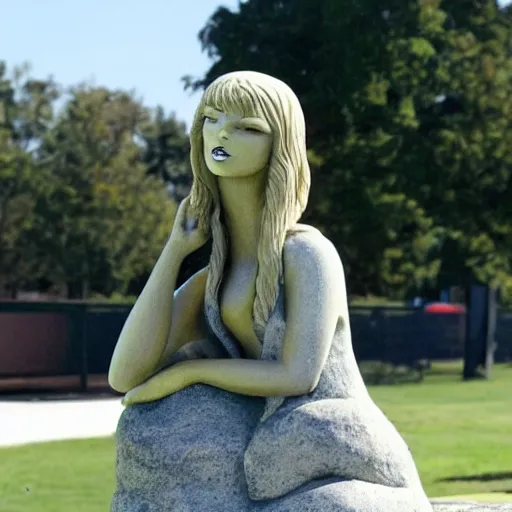 Prompt: cartoon taylor swift as a stone statue