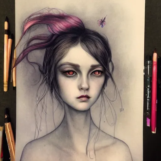 Prompt: a portrait in the style of anna dittmann and mark ryden and arthur rackham.