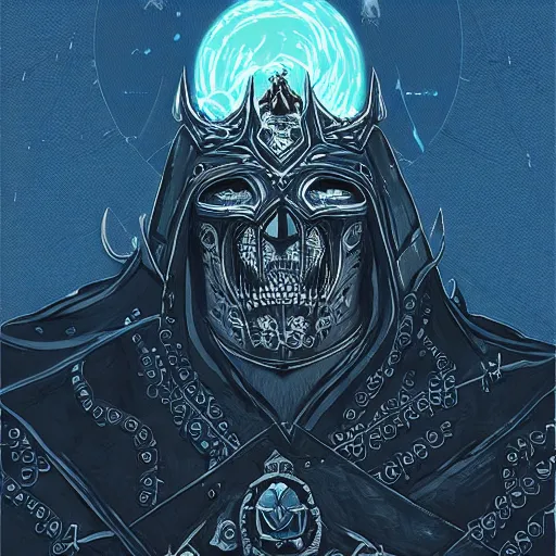 Prompt: A ultra detailed illustration of Arthas lich king, by victo ngai, trending on ArtStation,