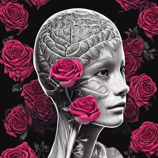 Prompt: the anatomy of a head of lettuce with roses that resemble a beautiful woman, an ultrafine detailed painting by james jean, intricate linework, bright colors, final fantasy, behance contest winner, vanitas, angular, altermodern, unreal engine 5 highly rendered, global illumination, radiant light, detailed and intricate environment