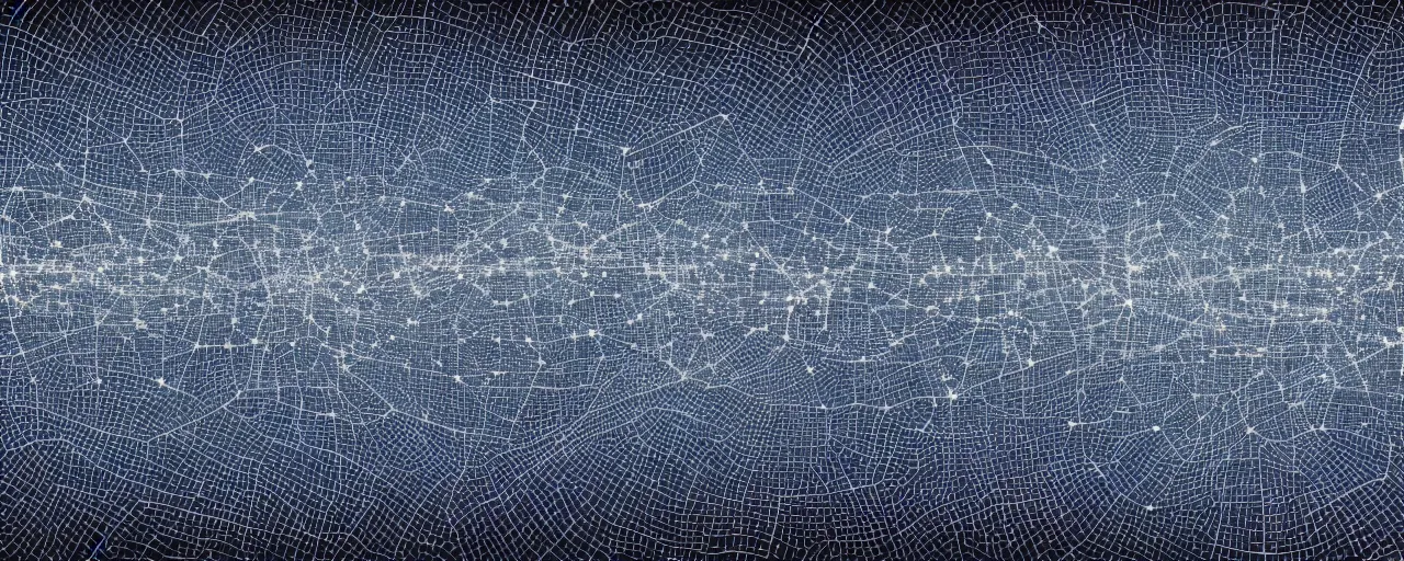 Image similar to clusters and constellations of data in the outline of the New York City skyline and the texture and pattern of an audio waveform, in the style of surreal digital art. data visualization. 4k. unreal engine. data exhaust.