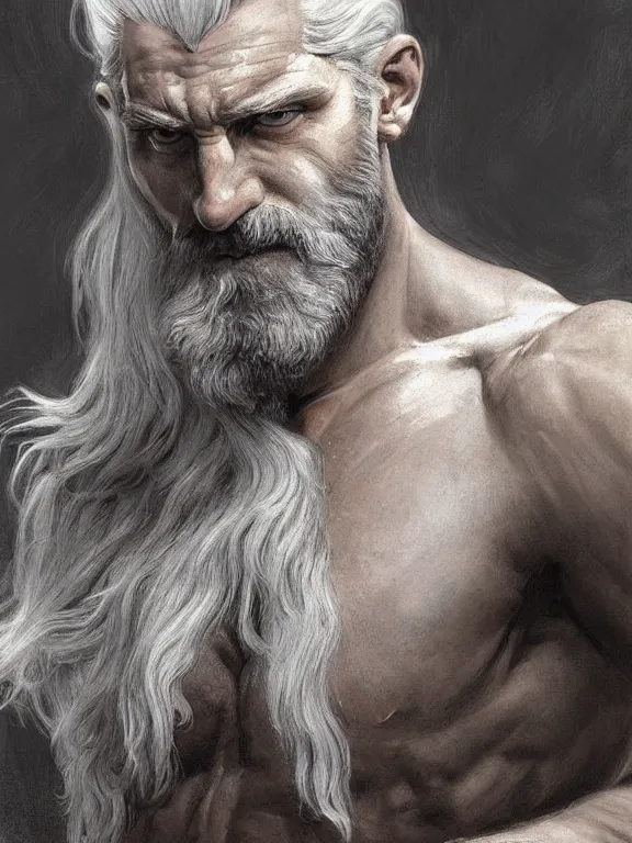 painted portrait of rugged odin, god of war, nordic