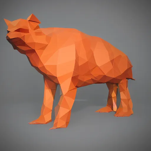 Prompt: low poly render of the dumbest looking animal imaginable