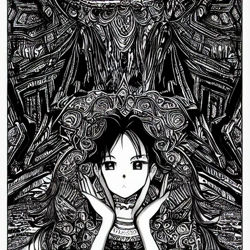 Image similar to highly detailed line art illustration of a emerging soul manga