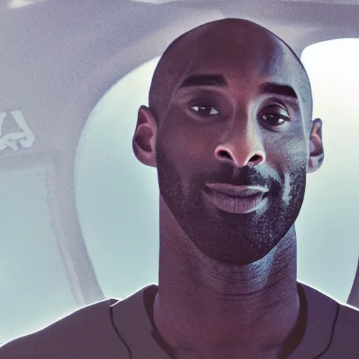 Image similar to selfie of kobe bryant in a helicopter, smoke around him, 8k resolution, hyper detailed, realistic face, shot in the air