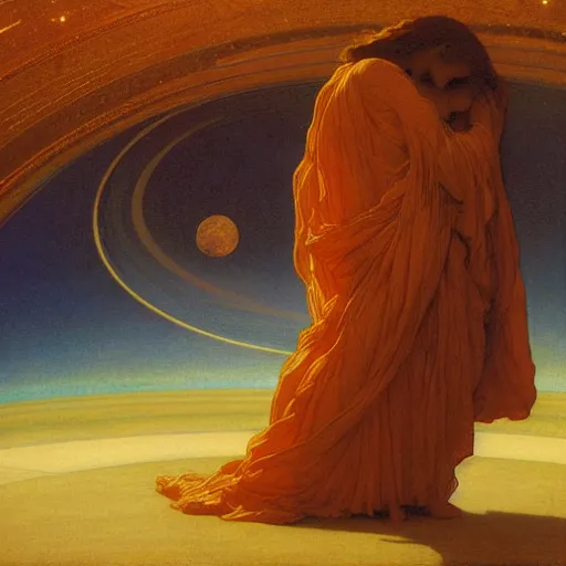 Prompt: Liminal space in outer space by Frederick Lord Leighton