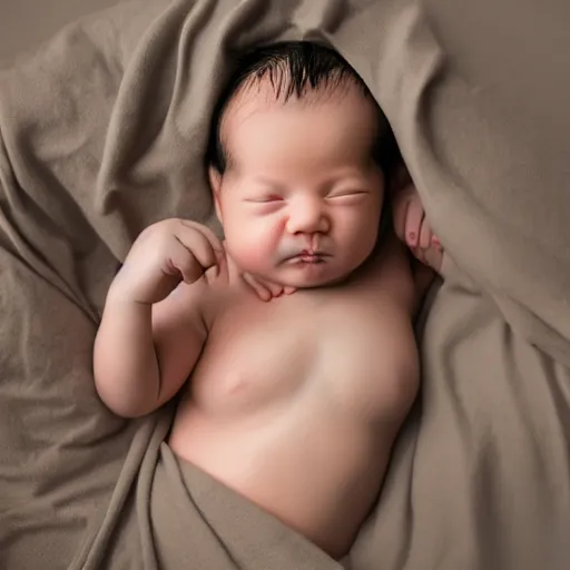 Image similar to a hyper - muscular newborn baby, highly detailed photography