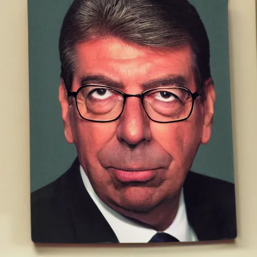 Image similar to [portrait of dark Patrick Balkany]