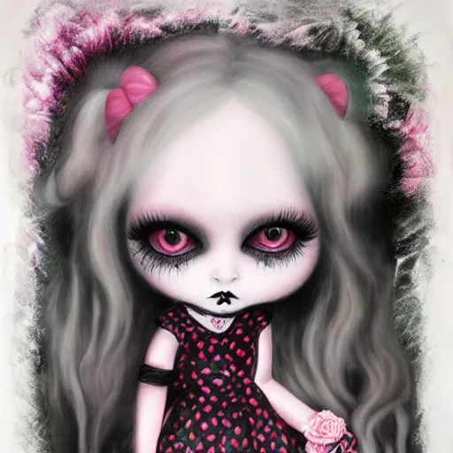 Image similar to goth girl in the style of mark ryden