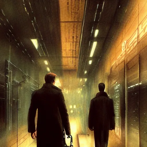 Image similar to a man walking into the matrix, concept art, illustration, highly detailed, artwork, cinematic, hyper realistic painting