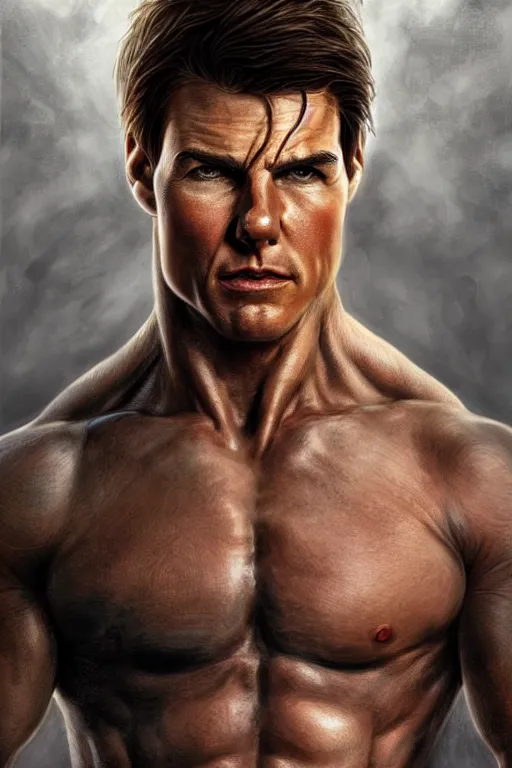 Prompt: muscled Tom Cruise as a ruggedly handsome hero, intricate, elegant, highly detailed, centered, digital painting, artstation, concept art, smooth, sharp focus, illustration, art by artgerm and donato giancola and Joseph Christian Leyendecker, Ross Tran, WLOP