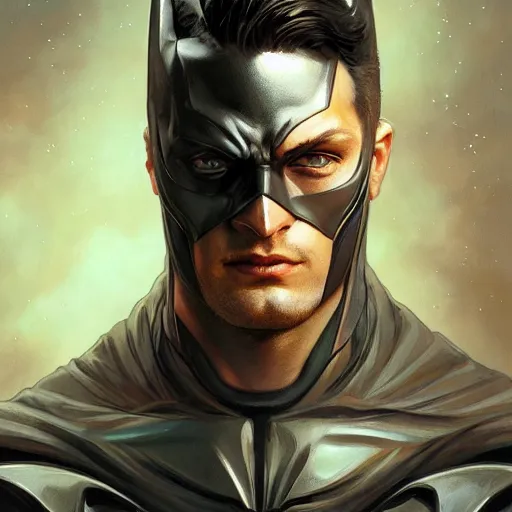 Image similar to portrait of young Batman, intricate, headshot, highly detailed, digital painting, artstation, concept art, sharp focus, cinematic lighting, illustration, art by artgerm and greg rutkowski, alphonse mucha, cgsociety