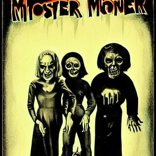 Prompt: vintage horror monster movie poster