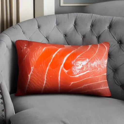 Image similar to Gordon Ramsey sleeping on a pillow made of raw salmon, photo, 4k, high quality, award winning