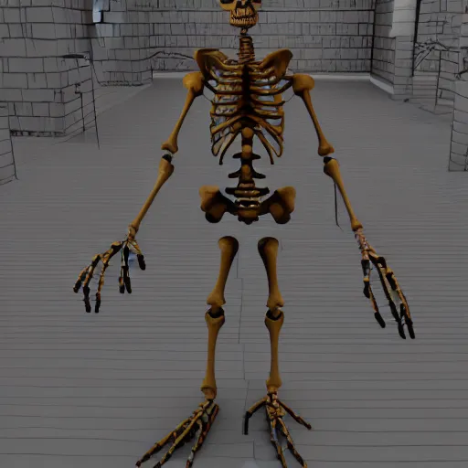 Prompt: 3d skelleton in ps1 game optimic