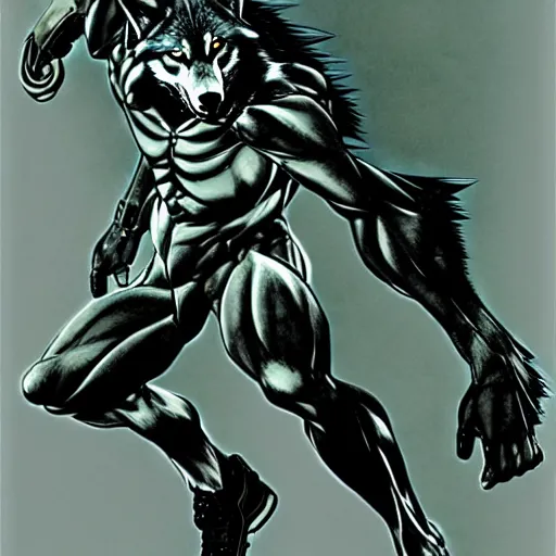 Image similar to an anthro wolf, Yoji Shinkawa