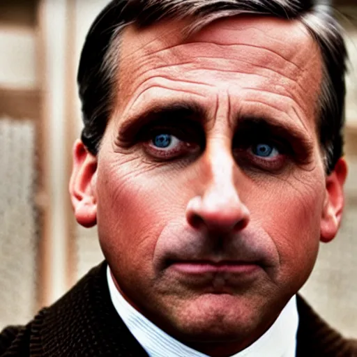 Image similar to steve carell staring in the grand budapest hotel