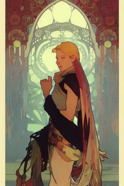 Image similar to Poster artwork, Duane Allman, medium shot, details, sharp focus, illustration, by Jordan Grimmer and Alphonse Mucha and greg rutkowski and PiNe (パイネ) and 薯子 Imoko and 香川悠作 and maya takamura, intricate, beautiful, Trending on artstation, pixiv, digital Art